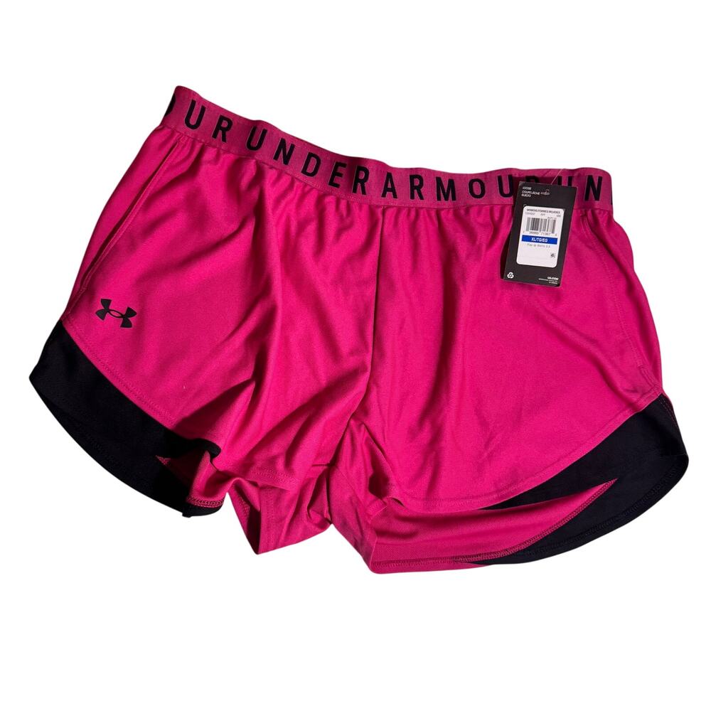 Under Armour Play Up 3.0 Shorts XL Pink Black Athletic Running Gym loose fit NWT